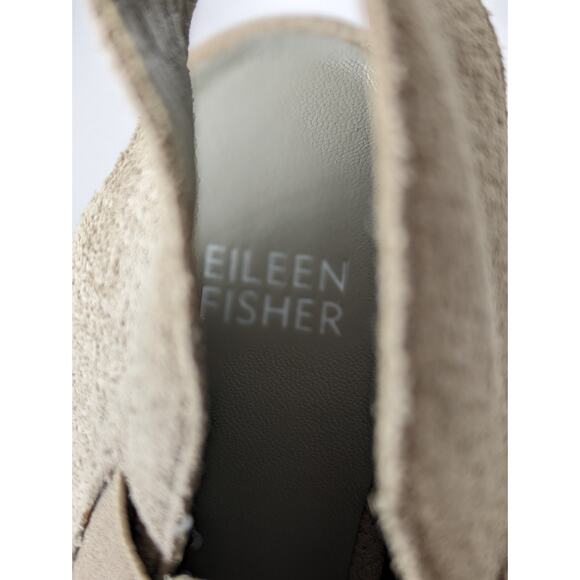 Eileen Fisher Boots Suede Peep Toe Slingback Textured Taupe Boho Fall Size 7 - Picture 11 of 11